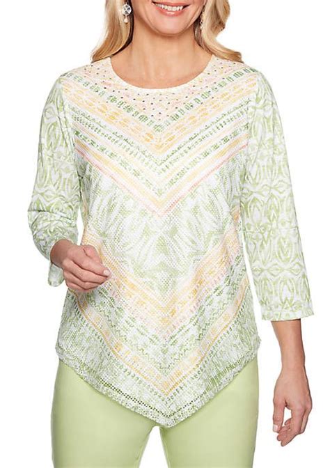 Alfred Dunner Endless Weekend Chevron Mesh Knit Top Knit Top Design