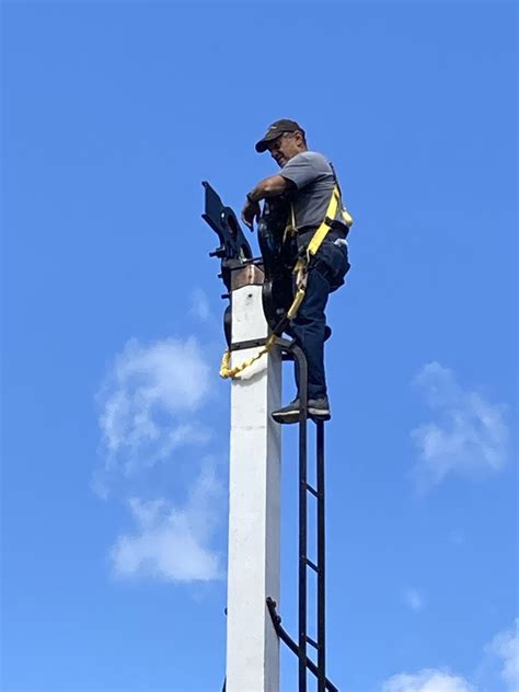 Andover Historical Society Volunteer Adjusts The Semaphore The