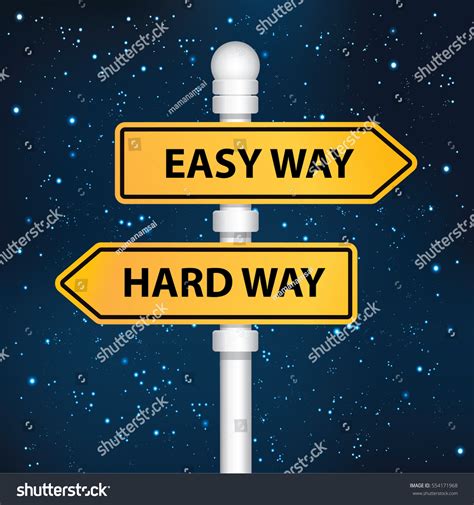 Easy Way Hard Way Signpost Designclean Stock Vector Royalty Free