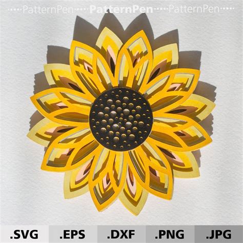 Free 97 3d Layered Sunflower Svg Free Svg Png Eps Dxf File