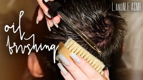 asmr 💆 real person scalp brushing and exfoliating with jojoba oil no talking 🤐 youtube