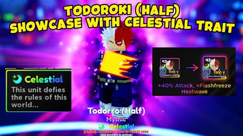 Todoroki Half With New Trait Celestial Showcase In Anime Adventure