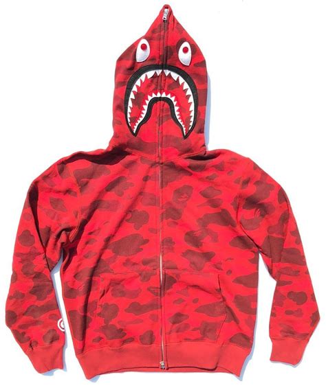 A Bathing Ape Shark Red Camo Bape Hoodie Sweatshirt Ebay Link Bape
