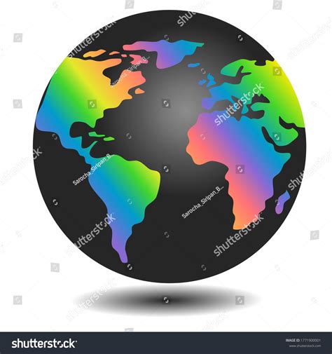 Very Colorful Rainbow Earth Map Global Stock Illustration 1771900001