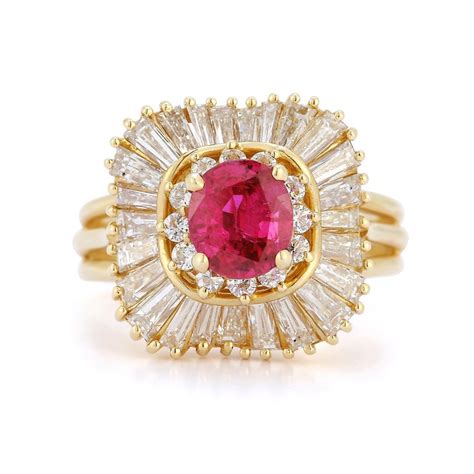 round ruby and diamond ballerina ring for sale at 1stdibs