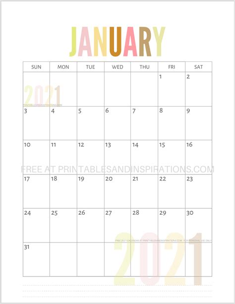 Cute 2021 Printable Blank Calendars Cute January 2021 Calendar Images