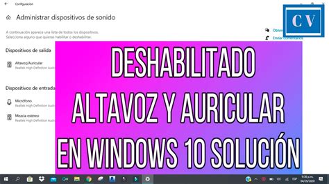 Habilitar Altavoz Y Auricular En Windows 10 Solución Youtube
