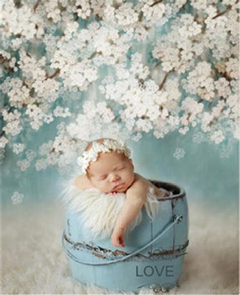 Newborn Photography Background Printed White Flowers Retro