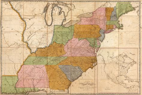 24x36 Gallery Poster United States Of America Post Road Map Of 1804 By