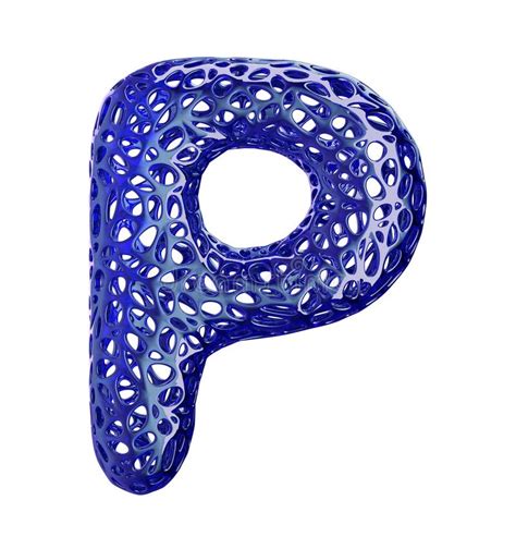 Blue Plastic Letter P With Abstract Holes 3d Stock Illustration