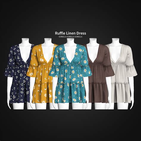 Ruffle Linen Dress Gorilla X3