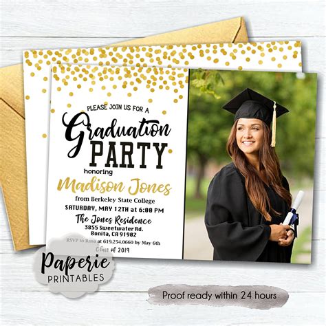 Confetti Graduation Party Invitation Graduation Ceremony Etsy In 2021