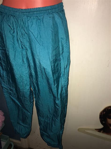 Vintage Windbreaker Pants Turquoise Blue Windbreaker Pants