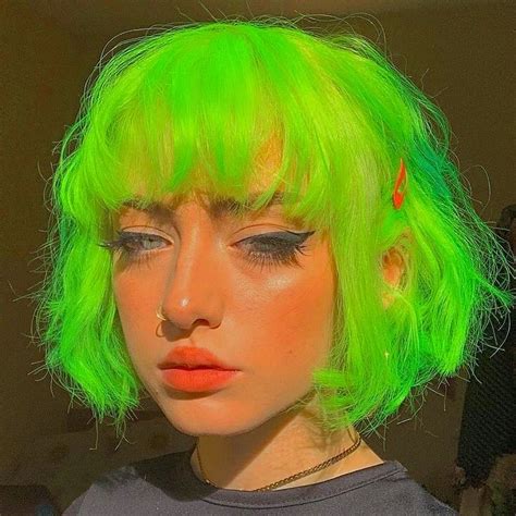 🔫 Oliviacchen Green Hair Aesthetic Hair Neon Hair