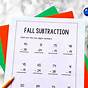 Fall Subtraction Worksheet Printable