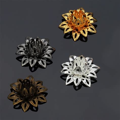 40 Pieces16 mm Filigree Flower Cup Shaped Bead Caps Flower Bead End ...