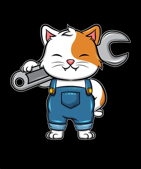 Mechanical Engineer Mechanic Cat With A Wrench For Mechanics Digital