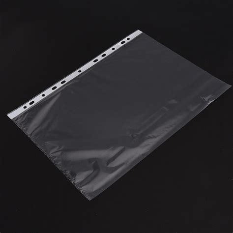 100pcs A4 Clear Plastic Punched Pockets Folders Filing Sleeves Document