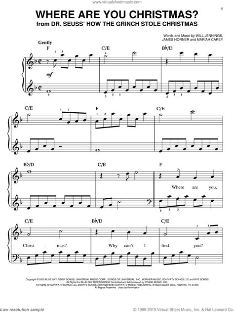 To memorize the song, learn the melody first and then she is a graduate of the berklee college of music with a b.m in vocal performance and currently. Hill - Where Are You Christmas? (from How The Grinch Stole Christmas) sheet music for piano solo