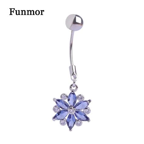 Buy Blue Gold Real Zircon Flowers Sex Body Jewelry Piercings Navel Belly Button