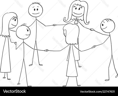 Cartoon Group Six People Standing In Circle Vector Image