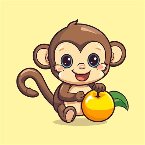 Premium Vector Cute Monkey Holding Orange Cartoon Vector Icon