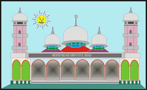 Ada masjid terbesar di dunia, masjidil haram. Mesjid Ghoyatul Jihad: Mesjid Ghoyatul Jihad dalam kartun