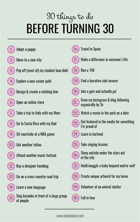 30 Things To Do Before Turning 30 Bucket List Katey Blaire Bucket
