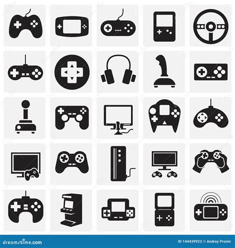 Gaming Icons Set On Sqaures Background For Graphic And Web Design