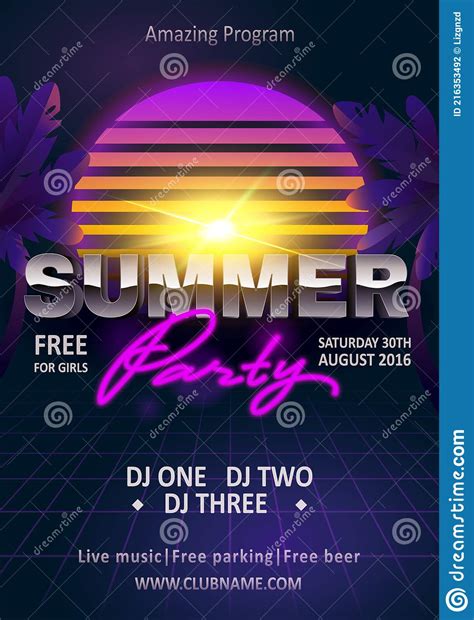 Summer Beach Party Poster Invitation Inspiration Flyer Template Stock