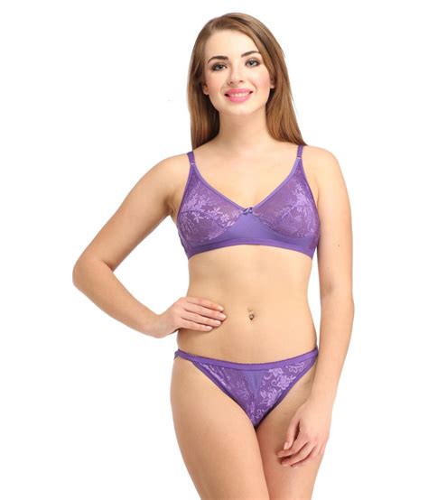 Buy Lady Silk Purple Lycra Net Bra Panty Sets Online At Best Prices