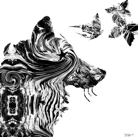 Wolf With Butterflies Digital Art By Abstract Angel Artist Stephen K