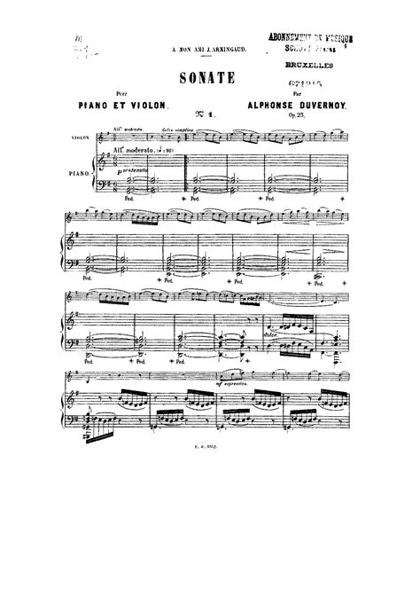 Violin Sonata No1 Op23 Duvernoy Victor Alphonse Imslp