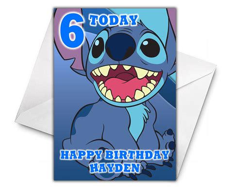 Disney Stitch Personalised Birthday Card Disney Lilo And Etsy