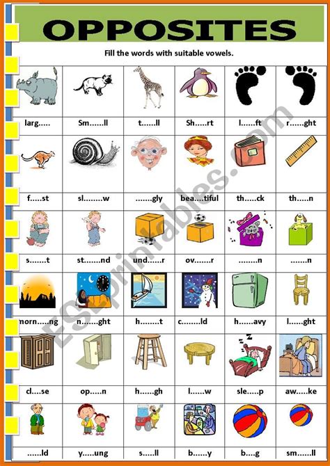 Opposites ESL Worksheet By Jhansi