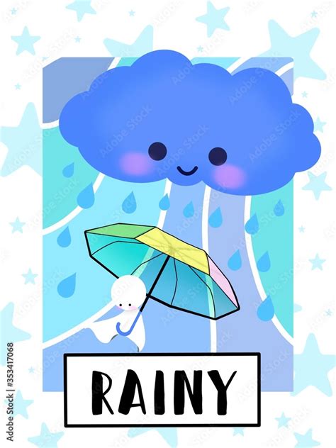 Rainy Weather Flashcards Collection For Preschool Kid Learning English