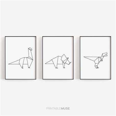 Geometric Dinosaurs Printable Set Of Posters Minimal Etsy