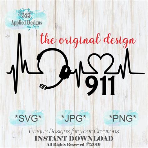 911 Headset With Heartbeat And Heart Cutting File Svg  Etsy