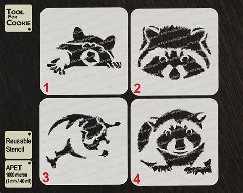 Raccoon Stencil Etsy