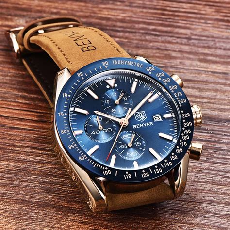 Benyar Mens Luxury Sport Quartz Chronograph Watch Mens Watch Brands