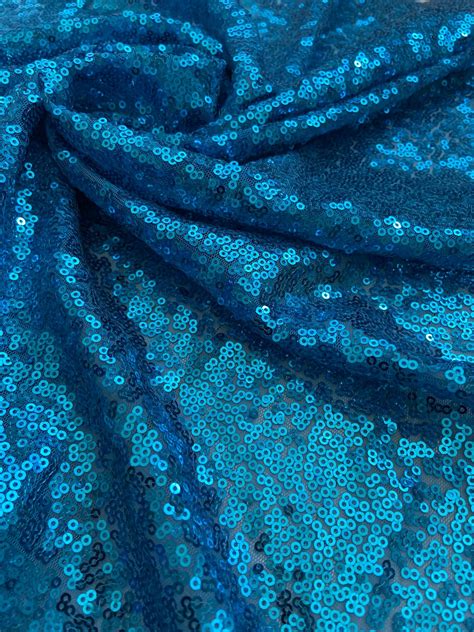 Aquamarine Blue Sequin Fabric 12 Yard Glitter Full Sequin Etsy
