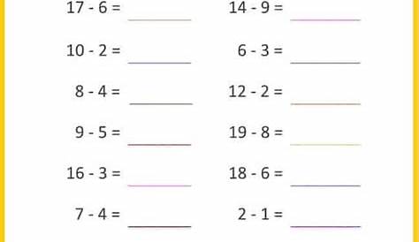 subtraction within 20 worksheets