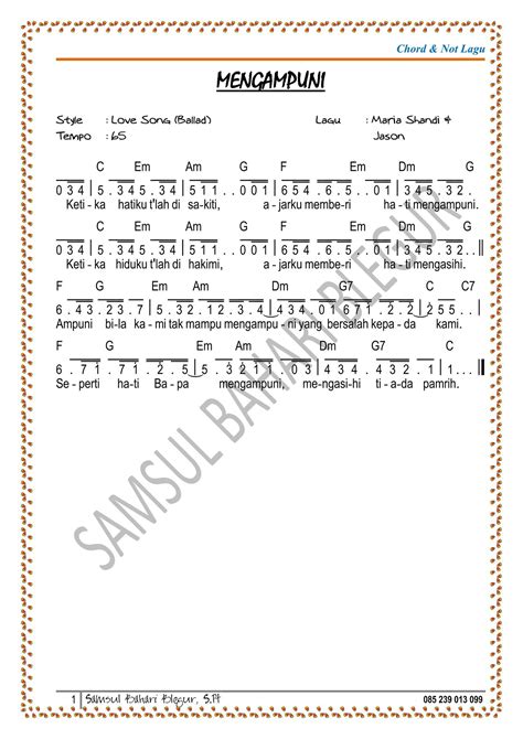 √ Bapa Yang Kekal Not Angka