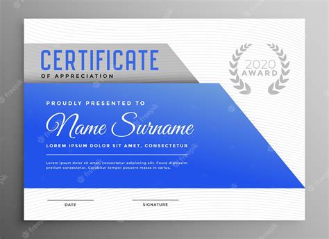 Free Vector Abstract Blue Certificate Of Appreciation Template