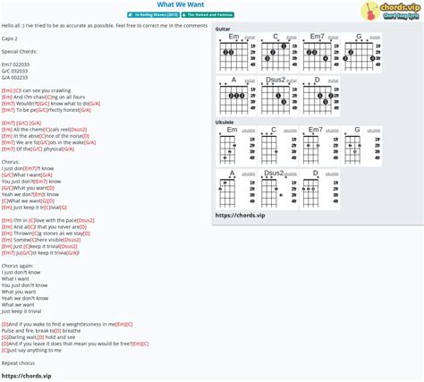 Chord What We Want The Naked And Famous Tab Song Lyric Sheet