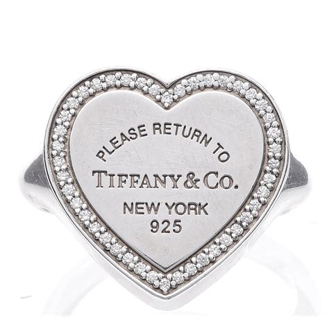 Tiffany Sterling Silver Diamond Return To Tiffany Heart Ring 52 6 330275