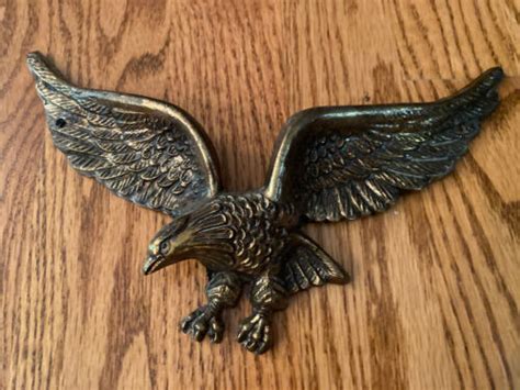 vintage 8 3 4 gold metal american eagle wall plaque ebay