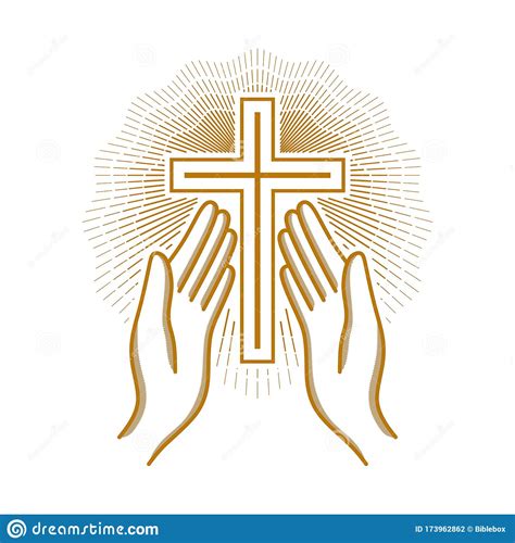 Holy Cross In The Hands Christian Church Vector Logo Religion