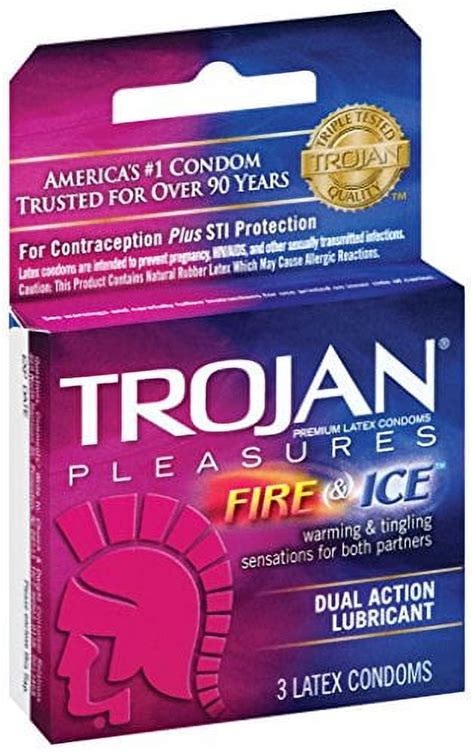 Trojan Pleasures Fire And Ice Dual Action Lubricated Condoms 3 Count