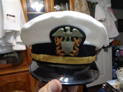 Us Navy Male Line Officer White Combination Cover By Zephyr Wwii Ebay